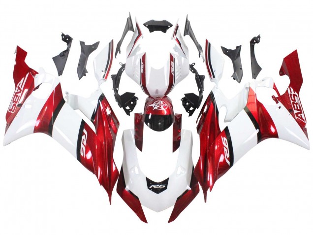 Carénages Moto Yamaha YZF 600 R6 2017-2025 - Blanc Rouge Noir