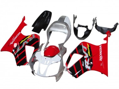 Carénages Moto Honda VTR1000 2000-2006 - Argent Rouge Noir Bande Courses