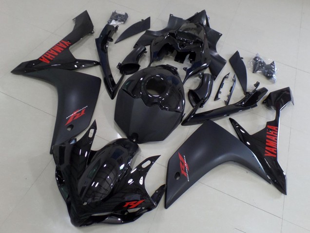 Carénages Moto Yamaha YZF R1 2007-2008 - Noir Brillant Noir Mat Rouge