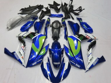 Carénages Moto Yamaha YZF R3/R25 2015-2018 - Bleu Blanc Noir Vert Monstre