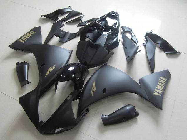 Carénages Moto Yamaha YZF R1 2009-2011 - Noir Brillant Noir Mat Or Décalque
