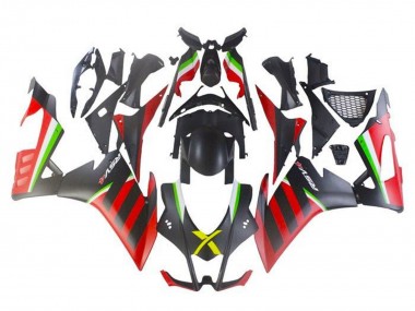 Carénages Moto Aprilia RSV4 1000 2016-2020 - Noir Mat Rouge Vert Bande