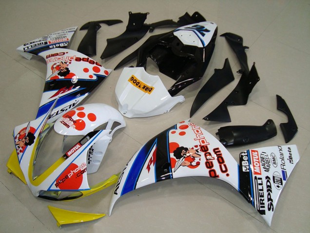 Carénages Moto Yamaha YZF R1 2009-2011 - Blanc Rouge Jaune Noir Pepe Phone Dark Dog