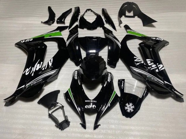 Carénages Moto Kawasaki ZX10R 2016-2020 - Noir Brillant Blanc Vert Bande Neige