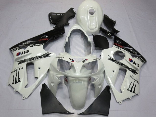 Carénages Moto Kawasaki ZX12R 2000-2001 - Blanc Perle Noir Elf Monstre Energy