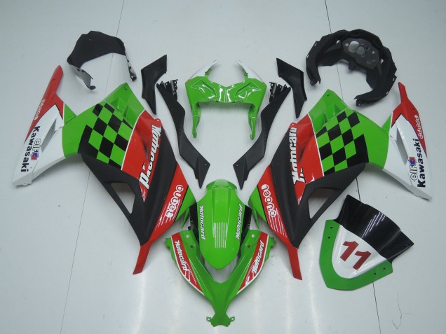 Carénages Moto Kawasaki EX300 2013-2024 - Vert Blanc Rouge Noir Motocard