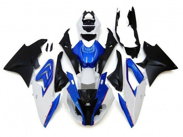 Carénages Moto BMW S1000RR 2017-2018 - Blanc Bleu Noir Mat