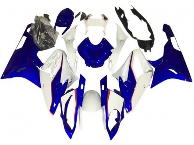 Carénages Moto BMW S1000RR 2017-2018 - Blanc Bleu Rouge Rayures