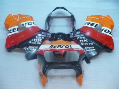 Carénages Moto Honda VFR 800 1998-2001 - Orange Blanc Rouge Noir Repsol