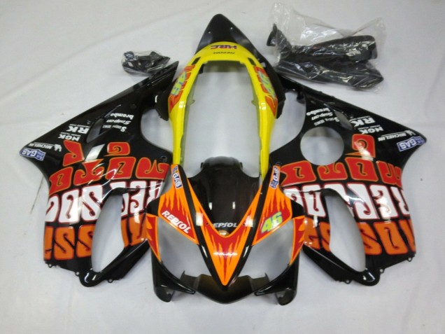 Carénages Moto Honda CBR600 F4i 2004-2007 - Jaune Orange Noir Brillant Rossi