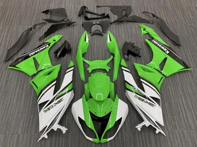 Carénages Moto Kawasaki ZX6R 2009-2012 - Vert Blanc Noir Bande