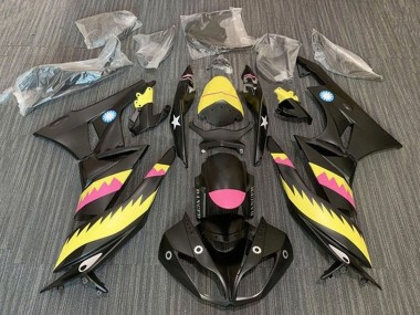 Carénages Moto Kawasaki ZX6R 2009-2012 - Jaune Rose Noir Mat Requin