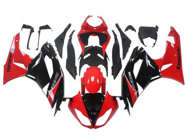 Carénage Moto Kawasaki ZX6R 2009-2012 - Rouge Noir Brillant