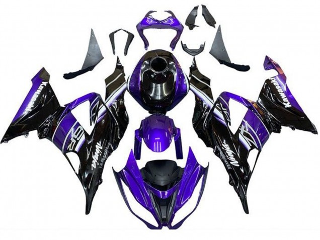 Carénage Moto Kawasaki ZX6R 2013-2018 - Bleu Noir Brillant