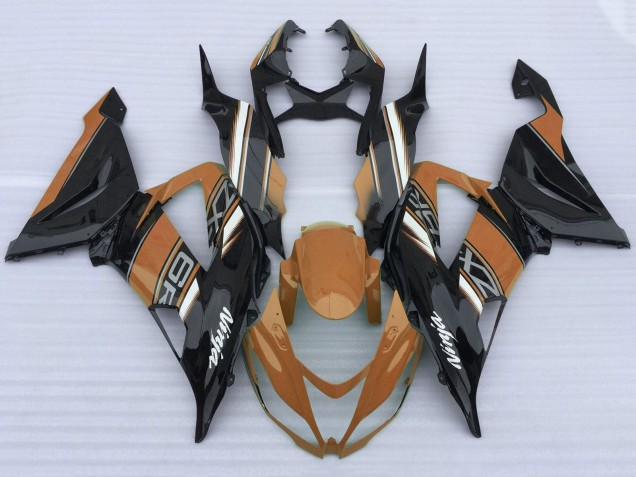 Carénages Moto Kawasaki ZX6R 2013-2018 - Orange Noir Blanc