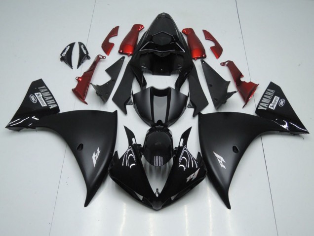 Carénages Moto Yamaha YZF 1000 R1 2009-2011 - Noir Brillant Noir Mat Blanc Décalque Rouge