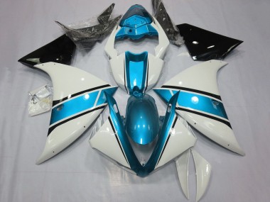 Carénages Moto Yamaha YZF 1000 R1 2009-2011 - Blanc Bleu Clair Noir