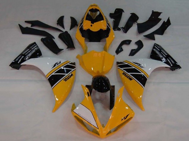 Carénage Moto Yamaha YZF 1000 R1 2009-2011 - Jaune Blanc Noir Bande