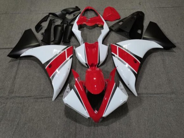 Carénages Moto Yamaha YZF 1000 R1 2012-2014 - Rouge Blanc Noir Mat
