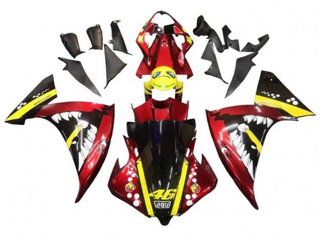 Carénages Moto Yamaha YZF 1000 R1 2012-2014 - Rouge Jaune Noir Requin