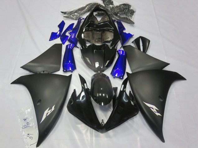 Carénages Moto Yamaha YZF 1000 R1 2012-2014 - Noir Brillant Noir Mat Bleu