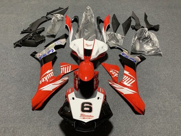 Carénages Moto Yamaha YZF 1000 R1 2015-2019 - Blanc Rouge Noir Milwaukee