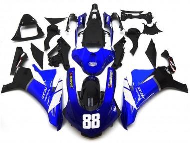 Carénages Moto Yamaha YZF 1000 R1 2015-2019 - Bleu Blanc Noir Brillant Akropovic