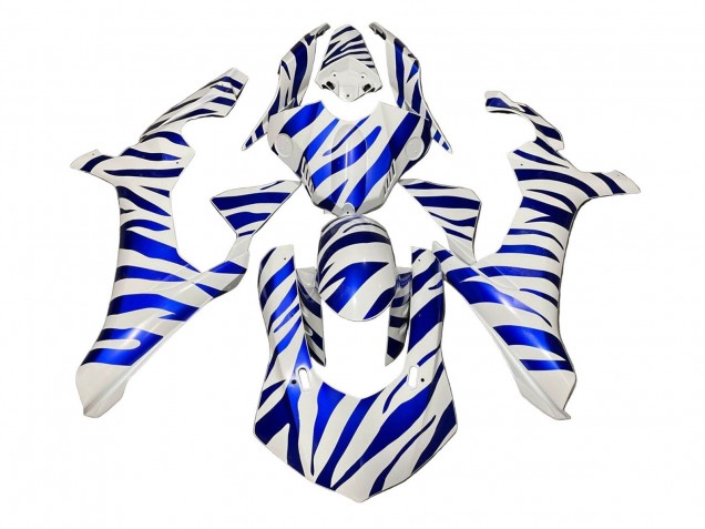 Carénages Moto Yamaha YZF 1000 R1 2020-2025 - Blanc Bleu Zèbre