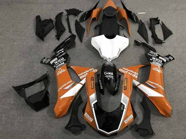 Carénages Moto Yamaha YZF 1000 R1 2020-2025 - Orange Blanc Noir Brillant Sam