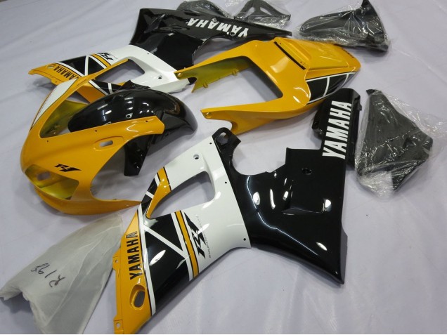 Carénages Moto Yamaha YZF 1000 R1 1998-1999 - Jaune Blanc Noir Brillant
