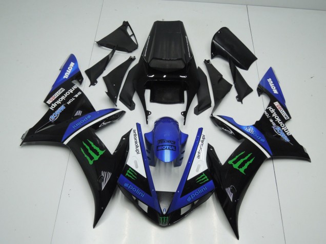 Carénages Moto Yamaha YZF 1000 R1 2002-2003 - Bleu Blanc Noir Vert Motul Vert Monstre