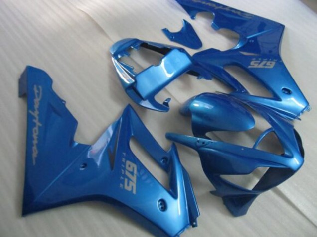 Carénages Moto Triumph Daytona 675 Triple 2006-2008 - Bleu Argent Décalque
