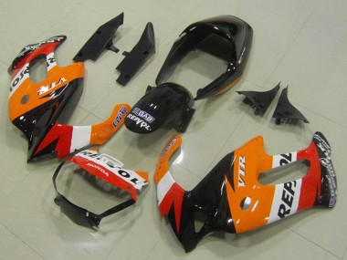 Carénages Moto Honda VTR1000F 1997-2005 - Orange Blanc Rouge Noir Brillant Repsol