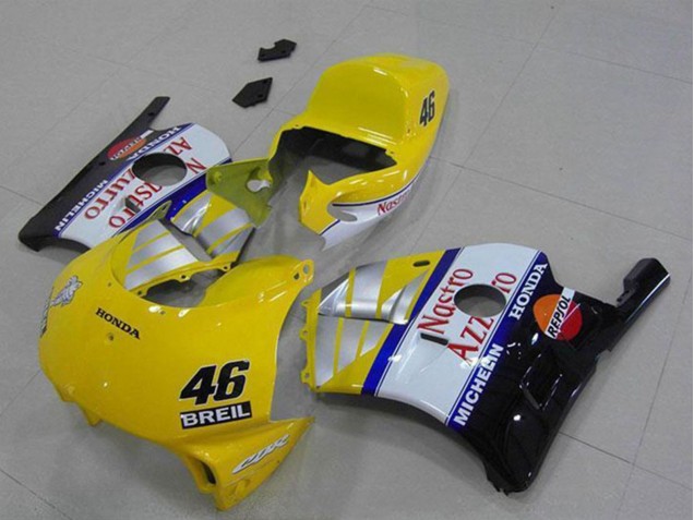 Carénages Moto Honda CBR250RR MC22 1990-1998 - Jaune Argent Blanc Rouge Nastro Azzurro Breil 46