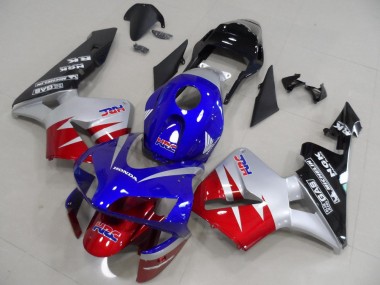 Carénages Moto Honda CBR600RR 2003-2004 - Argent Rouge Bleu Noir Brillant HRC