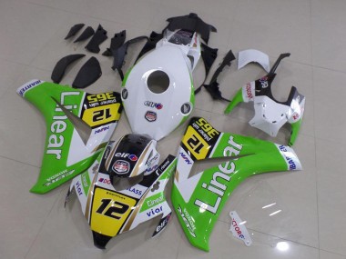 Carénages Moto Honda CBR1000RR 2008-2011 - Blanc Vert Jaune Noir Brillant Doublerar 12