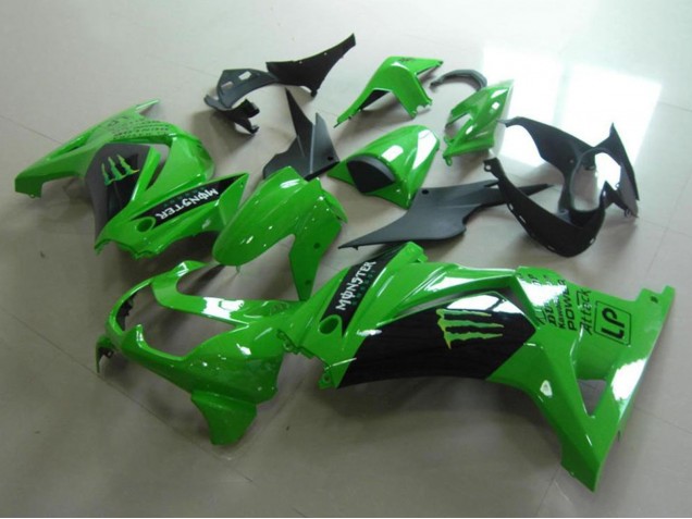 Carénages Moto Kawasaki ZX250R 2008-2012 - Vert Noir Brillant Monstre