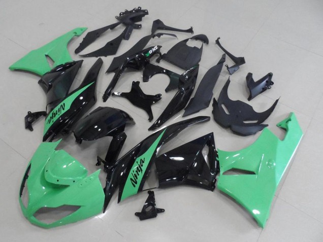 Carénages Moto Kawasaki ZX6R 2009-2012 - Vert Clair Noir Brillant