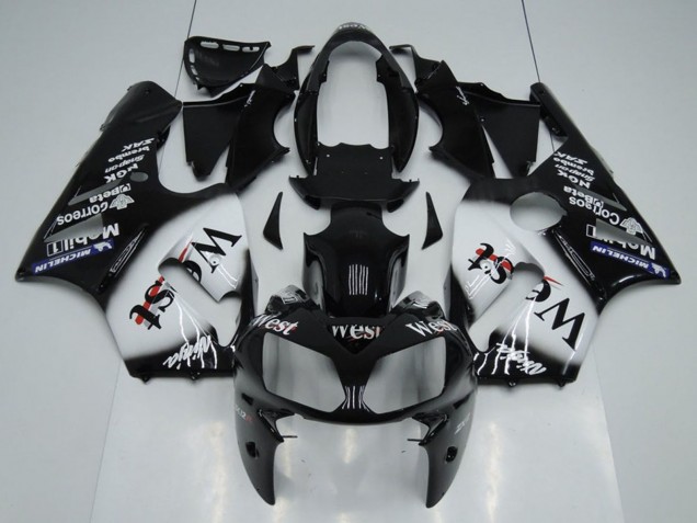 Carénages Moto Kawasaki ZX12R 2002-2006 - Noir Brillant Blanc West