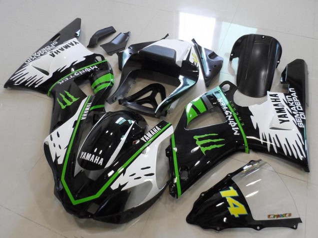 Carénages Moto Yamaha YZF R1 2000-2001 - Noir Brillant Blanc Vert Monstre
