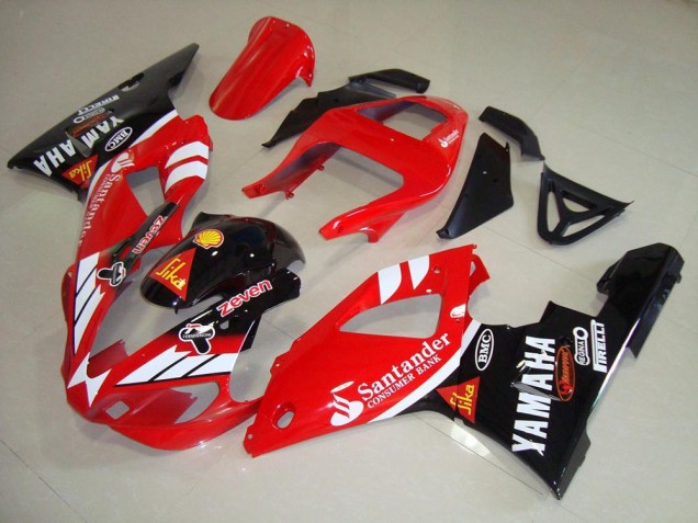 Carénages Moto Yamaha YZF R1 2000-2001 - Rouge Blanc Noir Brillant Santander