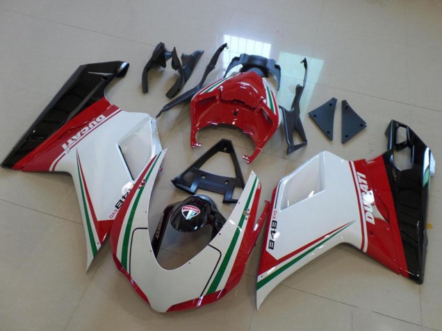 Carénage Moto Ducati 848 2007-2014 - Blanc Rouge Vert Noir Brillant
