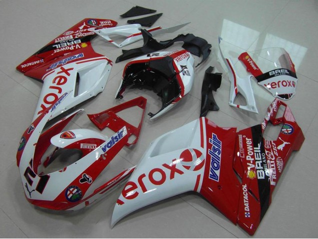 Carénage Moto Ducati 848 1098 1198 2007-2014 - Blanc Rouge Noir Brillant Valsir Xerox OEM Style 21