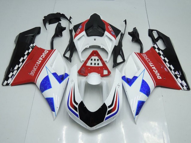 Carénages Moto Ducati 848 1098 1198 2007-2014 - Blanc Rouge Bleu Noir Brillant Corse