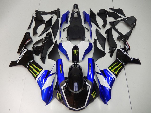 Carénages Moto Yamaha YZF R1 2015-2019 - Bleu Blanc Noir Brillant Vert Monstre