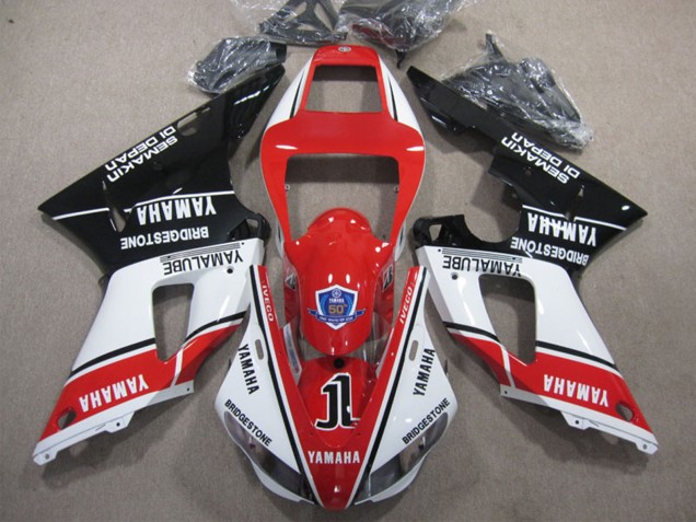 Carénages Moto Yamaha YZF R1 1998-1999 - Blanc Rouge Noir Brillant Yamalube 50
