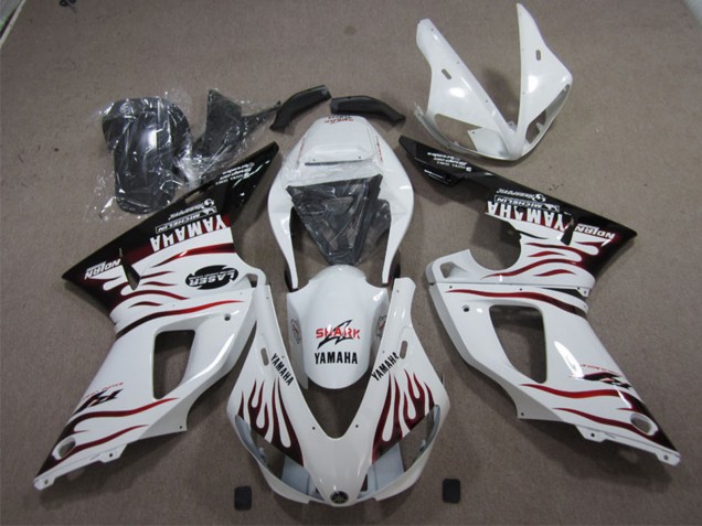 Carénages Moto Yamaha YZF R1 2009-2011 - Blanc Rouge Noir Flamme