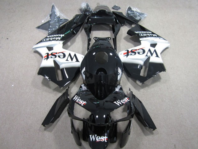Carénages Moto Honda CBR600RR 2003-2004 - Noir Brillant Blanc West