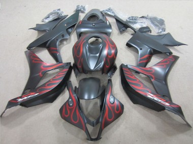 Carénages Moto Honda CBR600RR 2007-2008 - Noir Mat Rouge Flamme