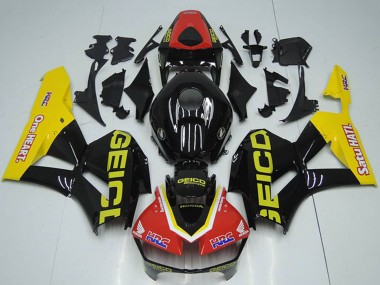 Carénages Moto Honda CBR1000RR 2012-2016 - Rouge Jaune Noir Brillant HRC One Heart GEICO